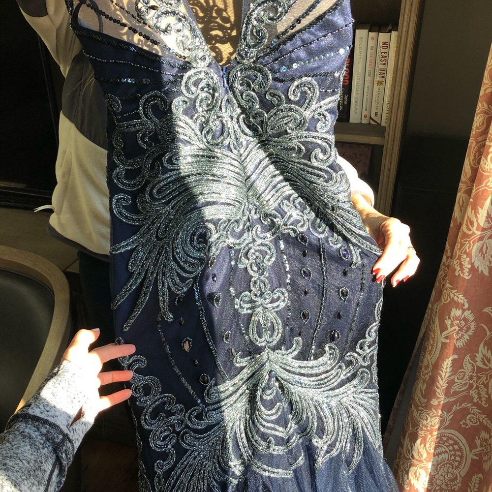 Feriani Couture navy beaded halter gown - Picture 6 of 12